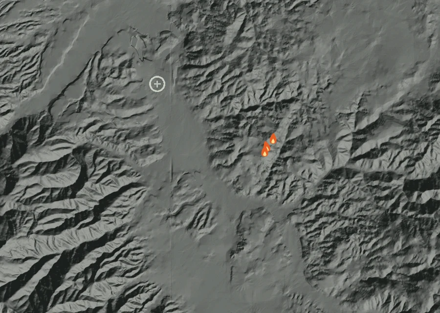 Map for Wed 7 Oct: flames mark every place that gave off heat that day.