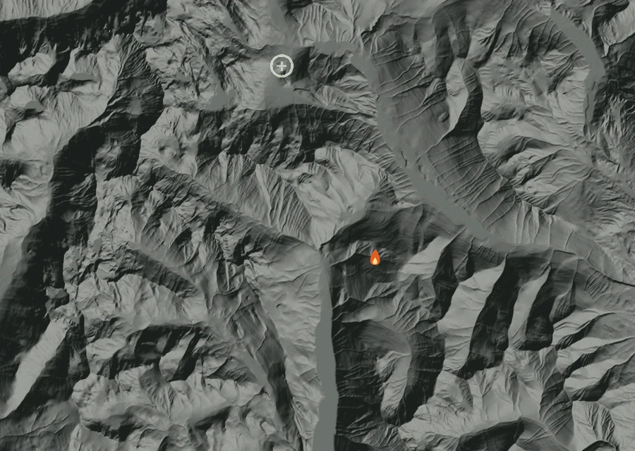 Map for Mon 31 Aug: flames mark every place that gave off heat that day.