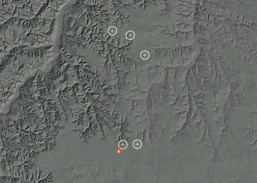 Animated map of the West Bales Fire across the whole record, with a time bar along the bottom showing energy released and the local date.