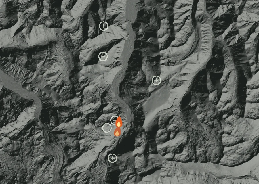 Animated map of the West Fork Fire across the whole record, with a time bar along the bottom showing energy released and the local date.