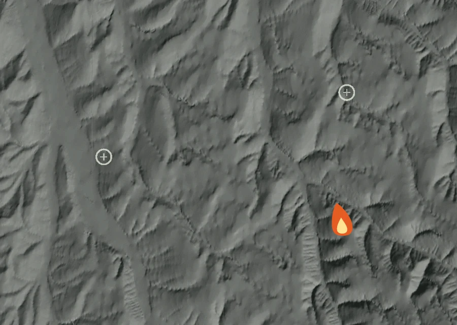 Animated map of the Whiskey Creek Fire across the whole record, with a time bar along the bottom showing energy released and the local date.