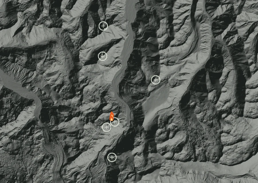 Map for Wed 26 Aug: flames mark every place that gave off heat that day.