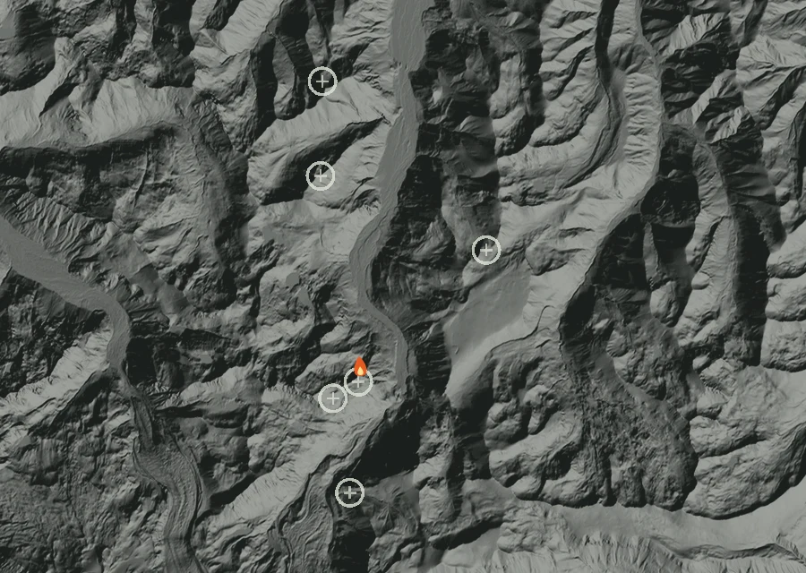 Map for Thu 27 Aug: flames mark every place that gave off heat that day.