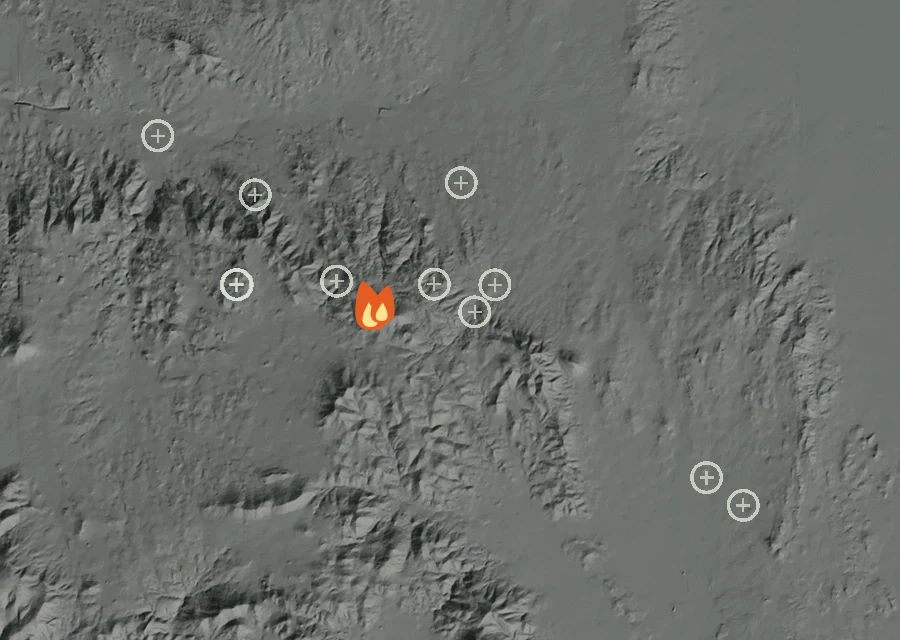 Animated map of the Wood - Leave Open Fire across the whole record, with a time bar along the bottom showing energy released and the local date.