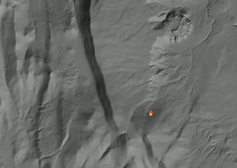 Map for Sun 30 Aug: flames mark every place that gave off heat that day.